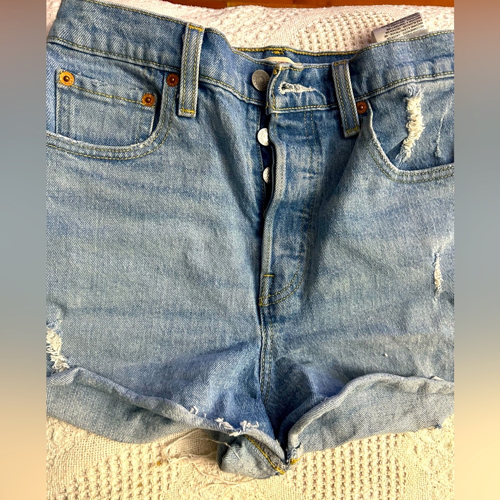 Denim shorts button